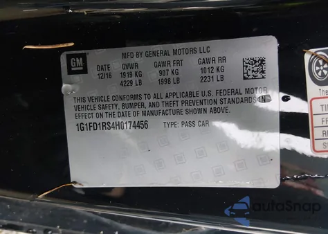 2017 Chevrolet Camaro 2Lt from USA, damaged, VIN 1G1FD1RS4H0174456